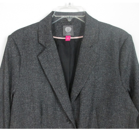 Vince Camuto Womens Tweed Peplum Blazer Sz 14 Gray - Picture 2 of 8